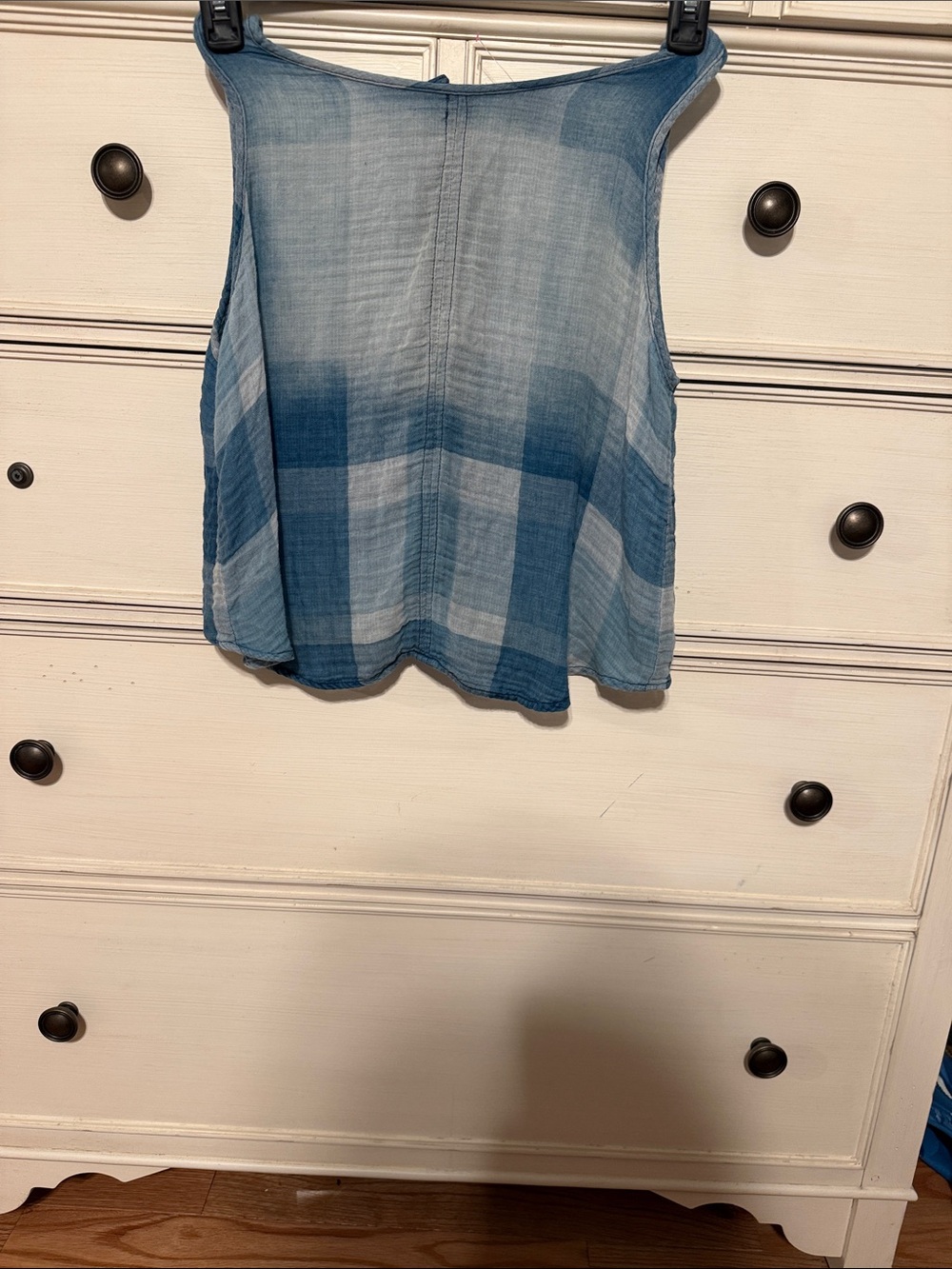 cloth & stone Blue and White Plaid Sleeveless Top